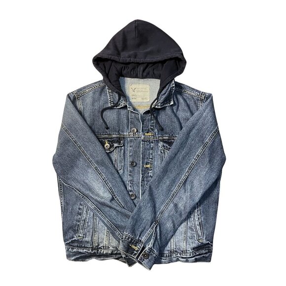 American Eagle Denim Hoodie Jacket M - Picture 2 of 3